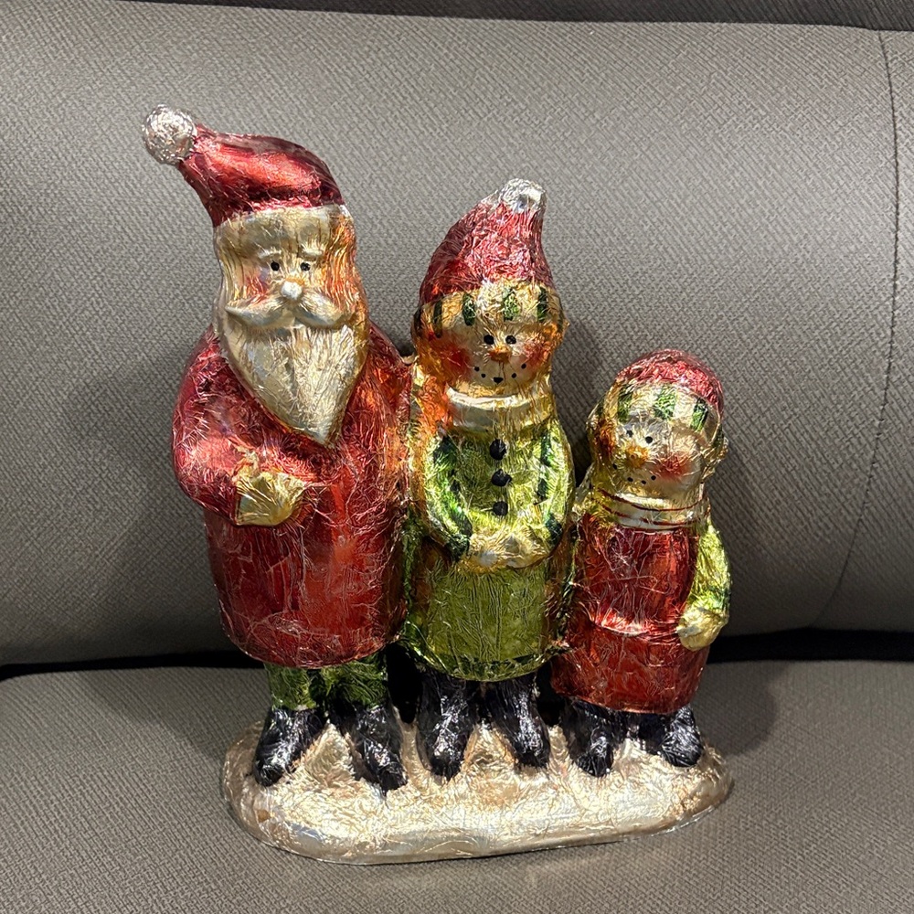 Festive Santa Family Figurine - Red, Green, Gold